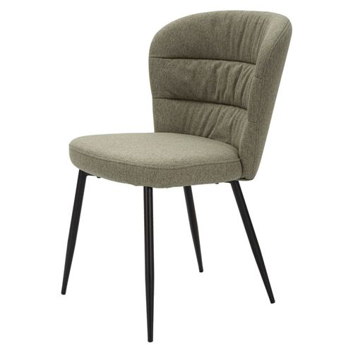 Lot De 2 Chaises Tissu Vert Style Années 70 Avec Pieds Métal Noir 58x60,5x85 Cm
