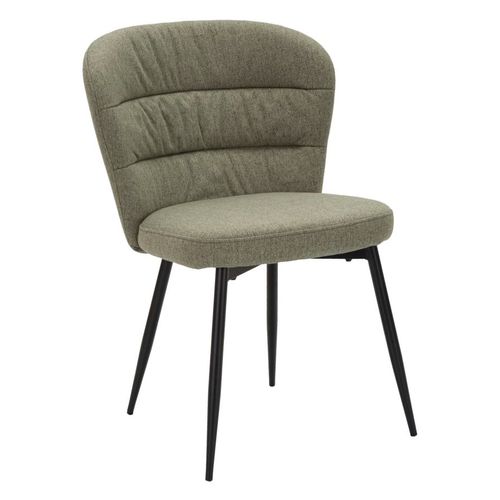 Lot De 2 Chaises Tissu Vert Style Années 70 Avec Pieds Métal Noir 58x60,5x85 Cm