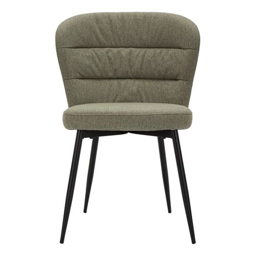 Lot De 2 Chaises Tissu Vert Style Années 70 Avec Pieds Métal Noir 58x60,5x85 Cm