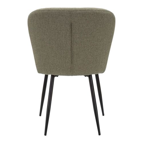 Lot De 2 Chaises Tissu Vert Style Années 70 Avec Pieds Métal Noir 58x60,5x85 Cm