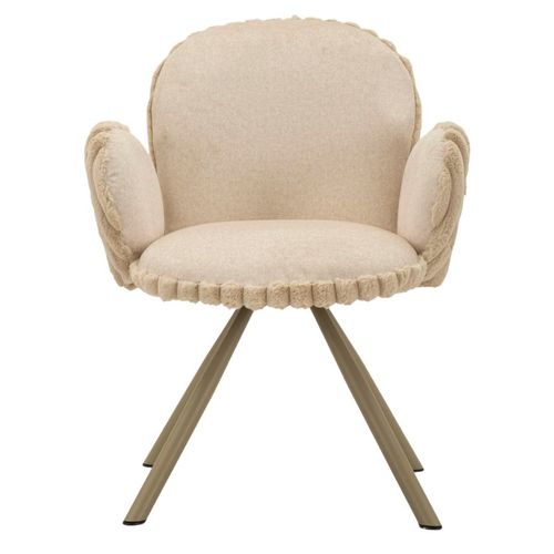 Lot De 2 Chaises Modernes Crème 64x68x83 Cm Avec Accoudoirs Décoratifs
