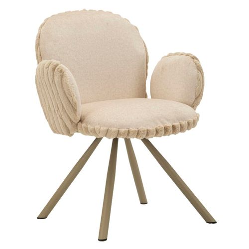Lot De 2 Chaises Modernes Crème 64x68x83 Cm Avec Accoudoirs Décoratifs
