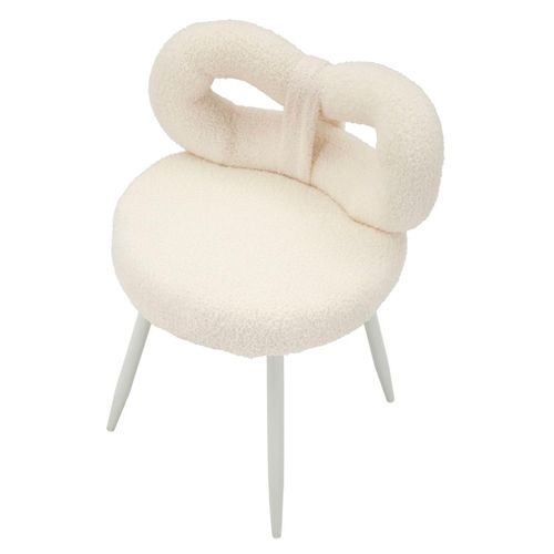 Mini Chaise Blanche Glamour Ø 40x67 Cm, Assise 46 Cm, Design Enveloppant