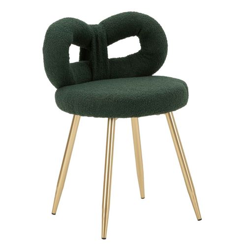 Mini Chaise Vert Glamour Ø 40x67 Cm, Assise 46 Cm, Design Enveloppant