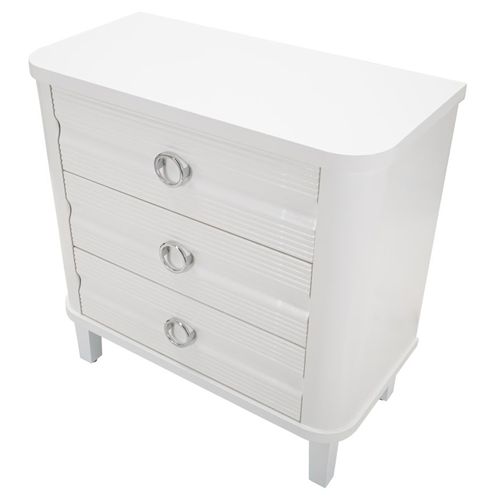 Commode 3 Tiroirs Blanche Au Design Épuré 81x40x84 Cm Pour Chambre Moderne