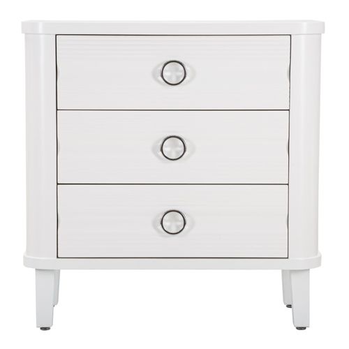 Commode 3 Tiroirs Blanche Au Design Épuré 81x40x84 Cm Pour Chambre Moderne