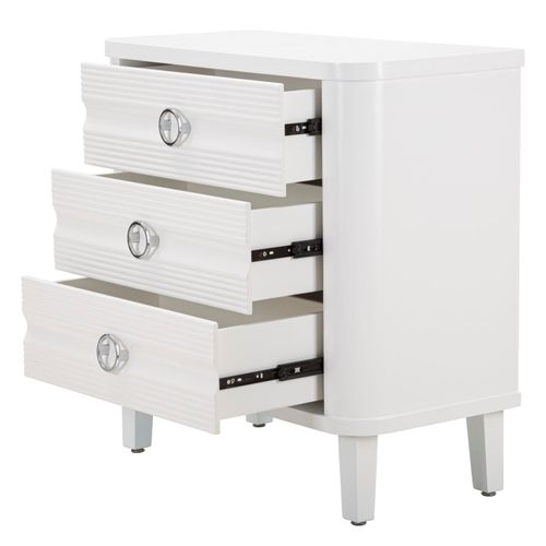 Commode 3 Tiroirs Blanche Au Design Épuré 81x40x84 Cm Pour Chambre Moderne