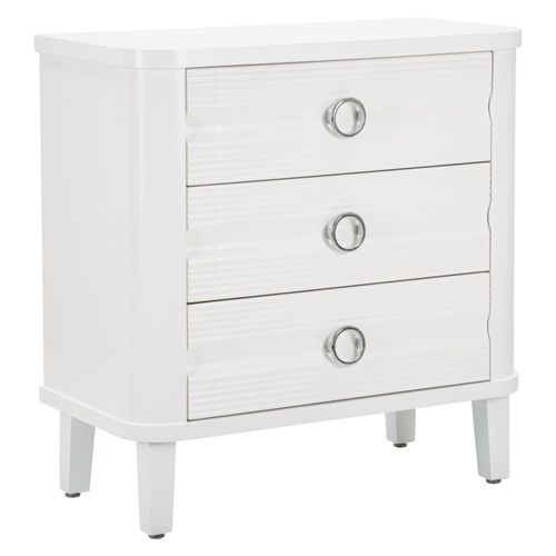 Commode 3 Tiroirs Blanche Au Design Épuré 81x40x84 Cm Pour Chambre Moderne