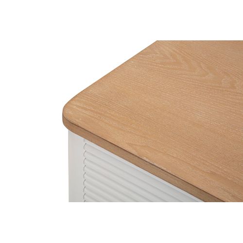 Commode 3 Tiroirs Blanche Et Bois Brun Style Boho Chic 78x37x80 Cm