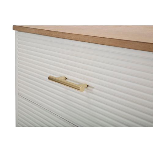 Commode 3 Tiroirs Blanche Et Bois Brun Style Boho Chic 78x37x80 Cm