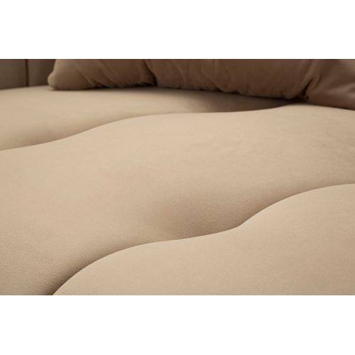 Canapé 2 Places Gris En Velours Matelassé Avec Pieds Dorés, Style Moderne Et Chic