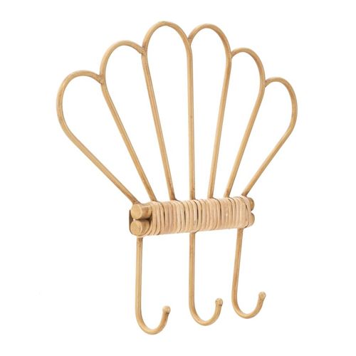 Porte-manteau Mural 3 Crochets Avec Finitions En Rotin, 37,5x5x32,5 Cm