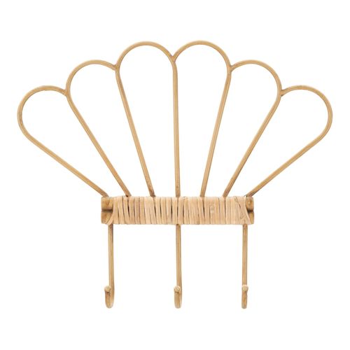 Porte-manteau Mural 3 Crochets Avec Finitions En Rotin, 37,5x5x32,5 Cm