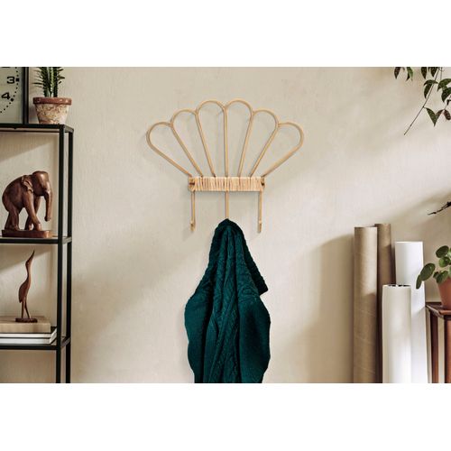 Porte-manteau Mural 3 Crochets Avec Finitions En Rotin, 37,5x5x32,5 Cm