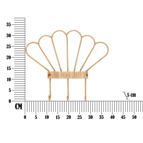 Porte-manteau Mural 3 Crochets Avec Finitions En Rotin, 37,5x5x32,5 Cm