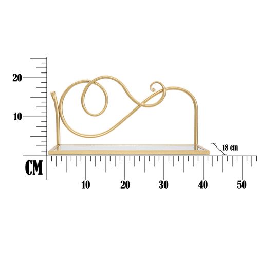 Étagères Murales Dorées Avec Plateau Miroir, Design Élégant 41,5x18x20,5 Cm