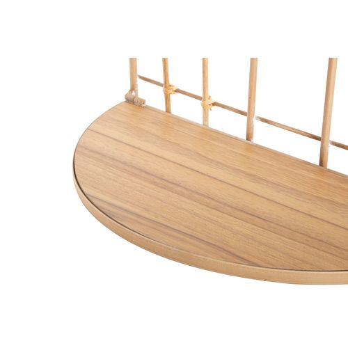 Étagère Murale Double En Métal Avec Finition Rotin, 34,5x18x45,5 Cm