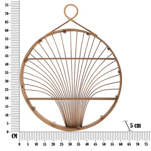 Étagère Murale Ronde En Métal Avec Finition Rotin, 60,5x10,5x76 Cm