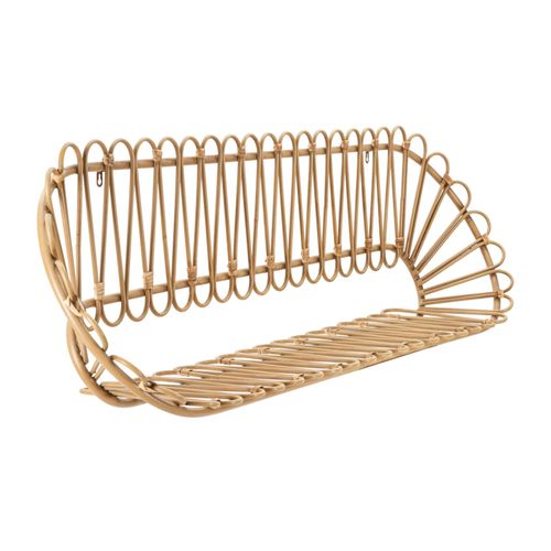 Étagère Murale En Métal Avec Finition Rotin, 162x28x43,5 Cm