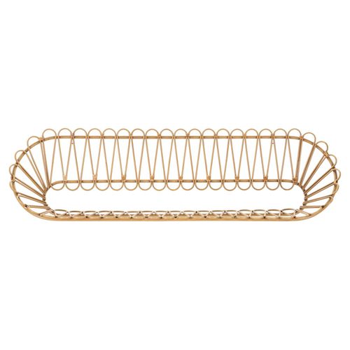 Étagère Murale En Métal Avec Finition Rotin, 162x28x43,5 Cm