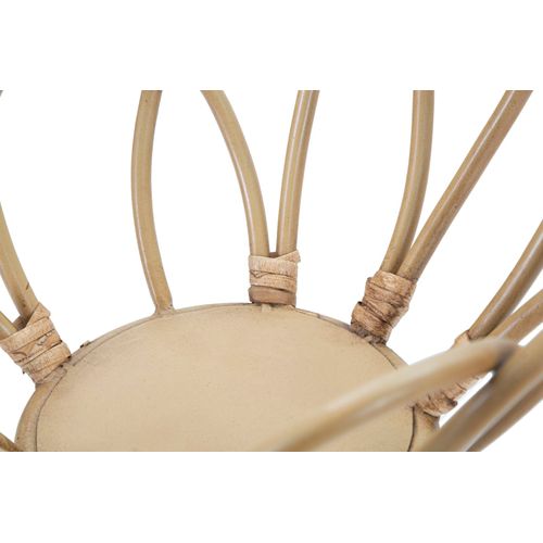 Porte-vase Rond En Métal Avec Finitions Rotin Ø28x62 Cm Style Bohème