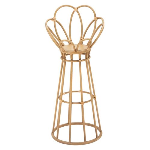 Porte-vase Rond En Métal Avec Finitions Rotin Ø28x62 Cm Style Bohème