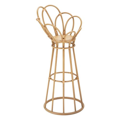 Porte-vase Rond En Métal Avec Finitions Rotin Ø28x62 Cm Style Bohème