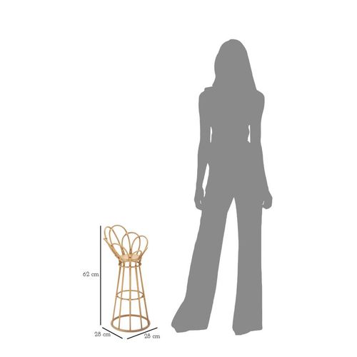 Porte-vase Rond En Métal Avec Finitions Rotin Ø28x62 Cm Style Bohème