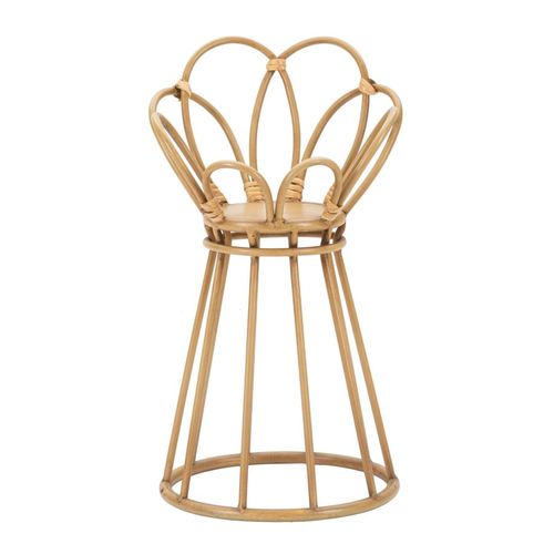 Porte-vase Rond En Métal Avec Finitions Rotin Ø28x48 Cm Style Bohème