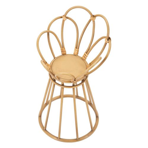 Porte-vase Rond En Métal Avec Finitions Rotin Ø28x48 Cm Style Bohème