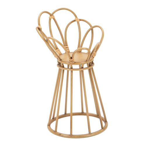 Porte-vase Rond En Métal Avec Finitions Rotin Ø28x48 Cm Style Bohème