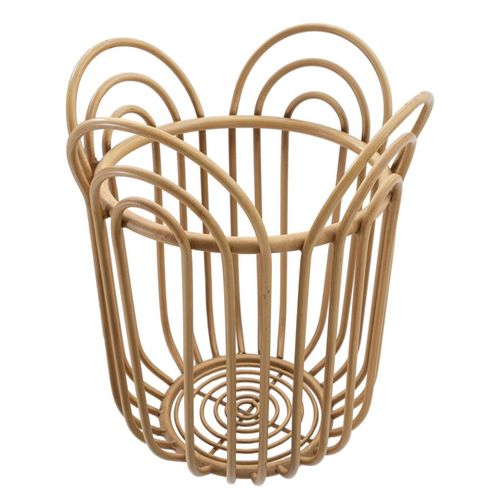 Support De Vase Rond Métal Style Bohème Ø31,5x40 Cm En Lignes Entrelacées