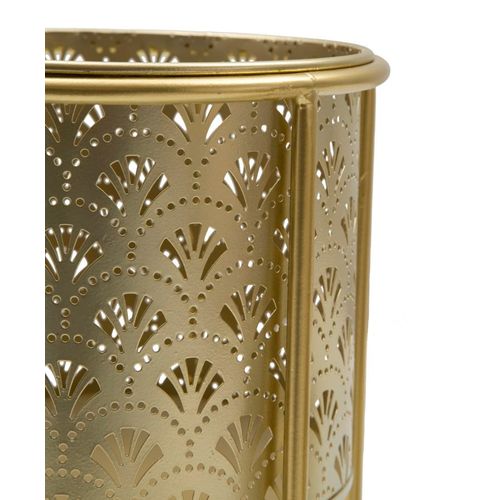 Paire De Porte-vases En Métal Doré Avec Socle Amovible, Ø 21x40-19x22 Cm