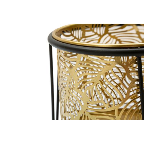 Paire De Porte-vases En Métal Doré Avec Socle Noir, Ø 21x40-19x22 Cm