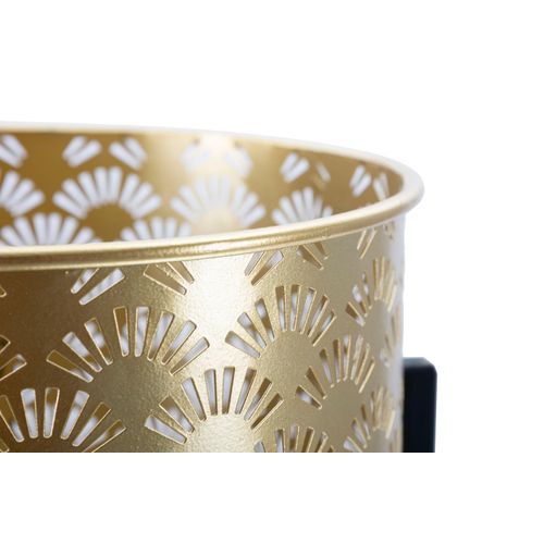 Paire De Porte-vases En Métal Doré Avec Socle Noir, Ø 21x38-19x28 Cm