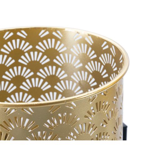 Paire De Porte-vases En Métal Doré Avec Socle Noir, Ø 21x38-19x28 Cm