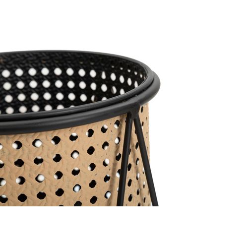 Paire De Porte-vases En Métal Crème Avec Socle Noir, Ø 21x40-19x22 Cm