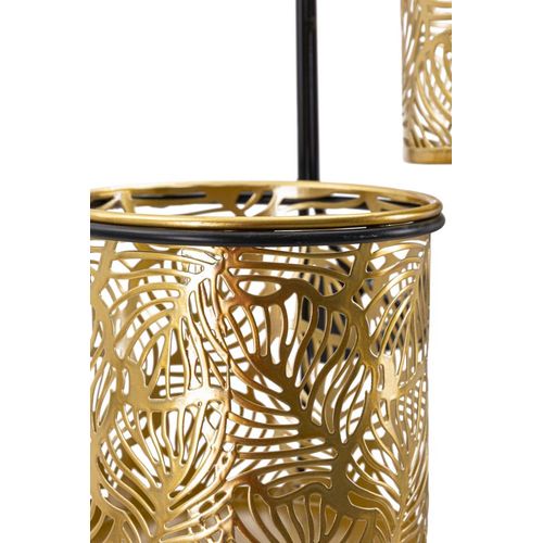 Porte-vase Mural Double En Métal Doré Avec Décorations De Feuilles, 27x14x48 Cm