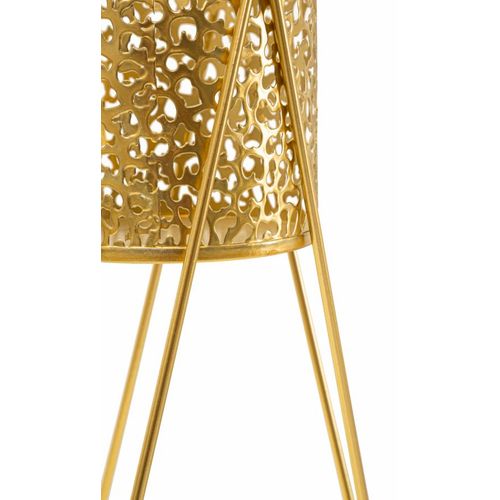 Paire De Porte-vases En Métal Doré Avec Décorations Arrondies, 21x20x46-18x18x32 Cm