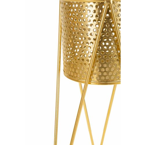 Paire De Porte-vases En Métal Doré Avec Décorations Arrondies, 21x20x46-18x18x32 Cm