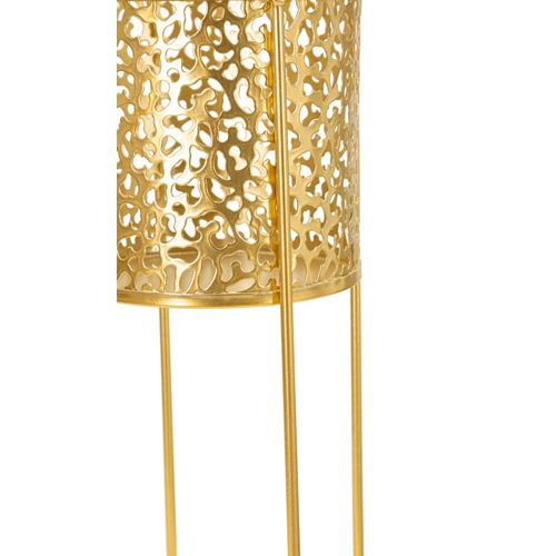 Paire De Porte-vases En Métal Doré Avec Décorations Arrondies, Ø 17x46-14x34 Cm