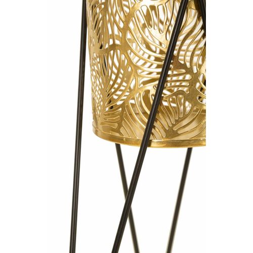 Paire De Porte-vases En Métal Doré Avec Décorations De Feuilles, 21x20x46-18x18x32 Cm