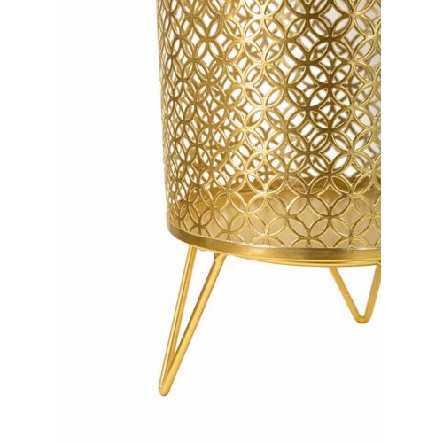 Paire De Porte-vases En Métal Doré Avec Décor Circulaire, Ø 16x20-13x20 Cm