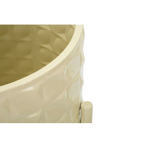 Set De 3 Porte-vases Métalliques Ø 36x56,5-30x48,5-24x37,5 Cm Couleur Crème