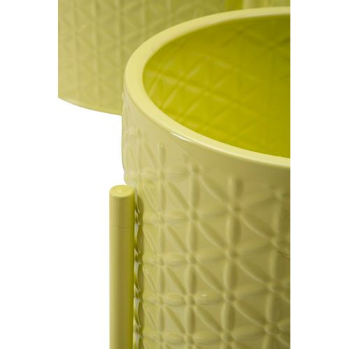 Set De 3 Porte-vases Métalliques Ø 36x56,5-30x48,5-24x37,5 Cm Couleur Jaune