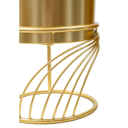 Set De 2 Porte-vases Métalliques Dorés Ø 23x35-20x30 Cm Avec Lignes En Spirale