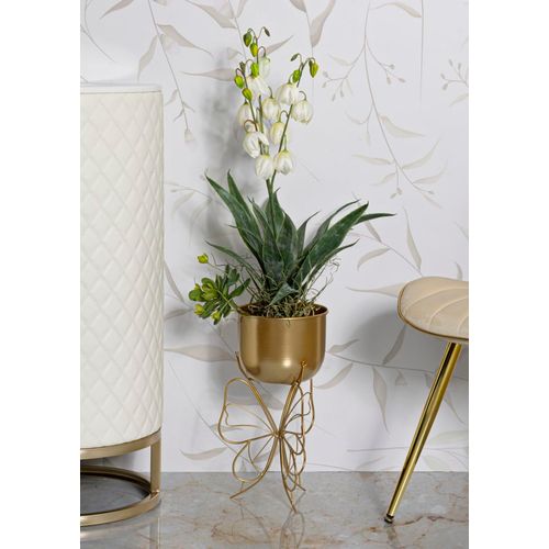 Porte-vase Métallique Doré Avec Base En Forme De Papillon Ø 22x40 Cm