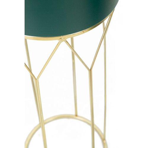 Support De Vase Vert Avec Base Dorée, Set De 2, Ø 23x70-19x50 Cm