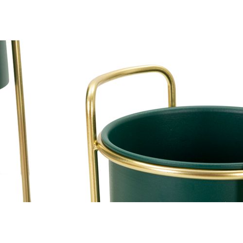 Support De Vase Vert Avec Base Dorée, Set De 2, Ø 24x70-19,5x45 Cm