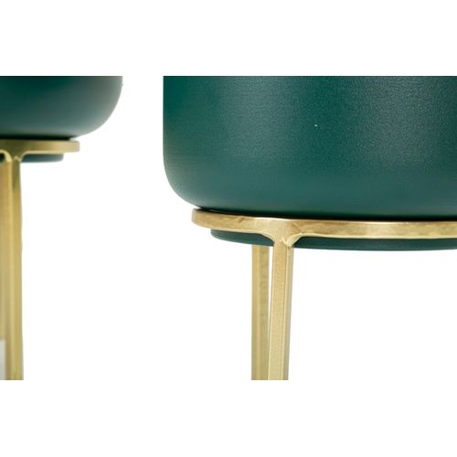 Set De 2 Supports De Vase Verts Avec Base Dorée, Ø 20x29-16x24 Cm